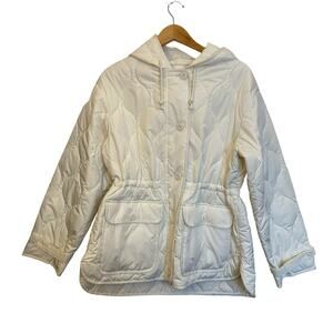 NWT J. Crew Oslo Puffer Jacket PrimaLoft Cream Ivory Quilted Chore Barn Coat M